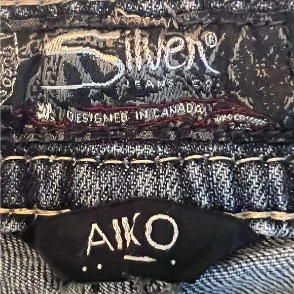 Silver Aiko Mid Boot Jeans Womens Sz 31 X 31 Embroidered Pockets Whiskered - Picture 10 of 12